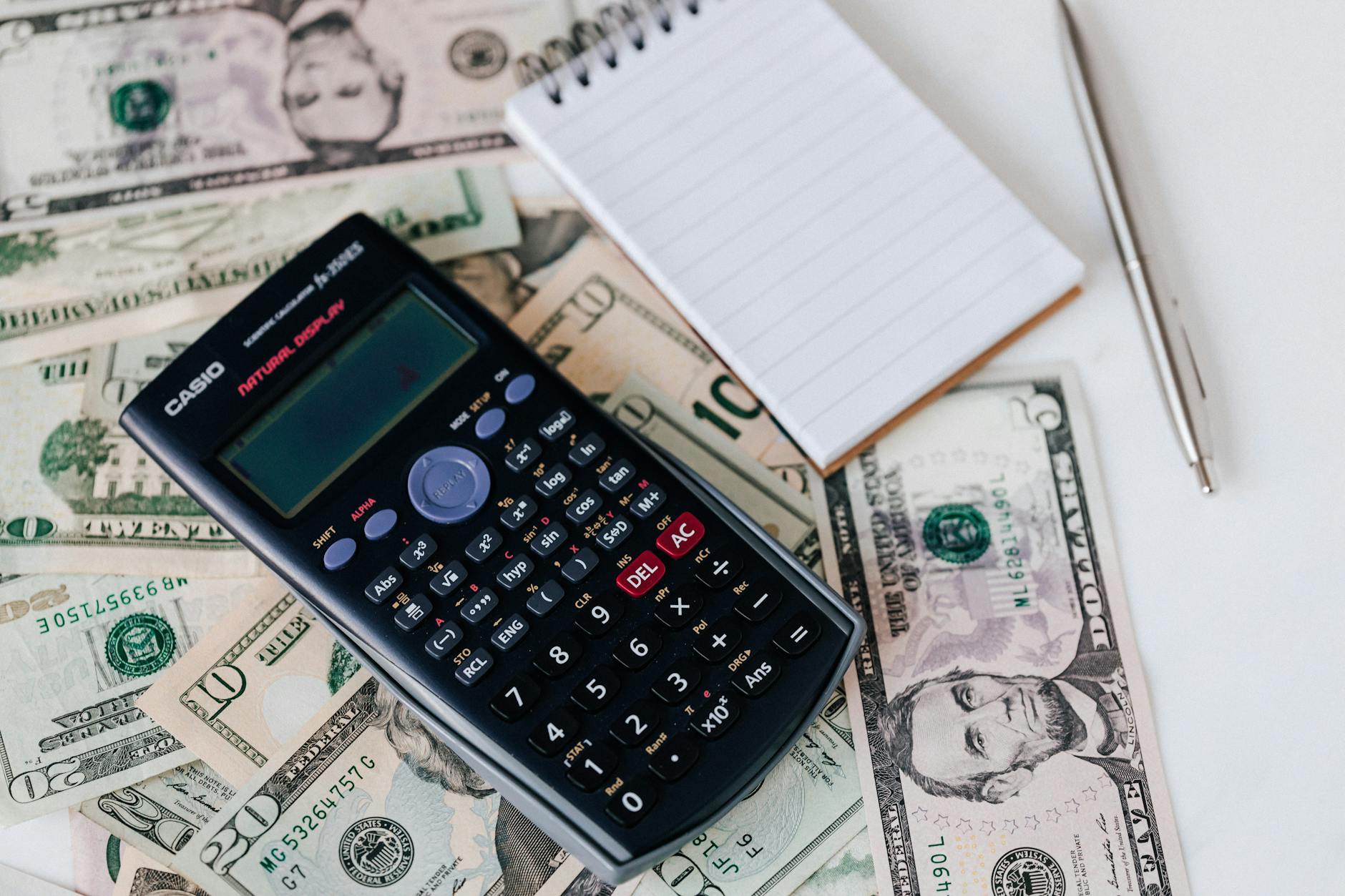 Calculator and US dollar Bills
